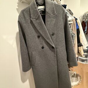 MANGO Wool Blend Oversized Coat | Size XS | Grey